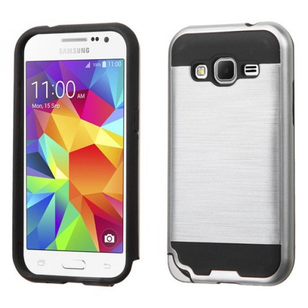 Wholesale Samsung Galaxy Core Prime Prevail LTE G360 Armor Hybrid Case (Silver)